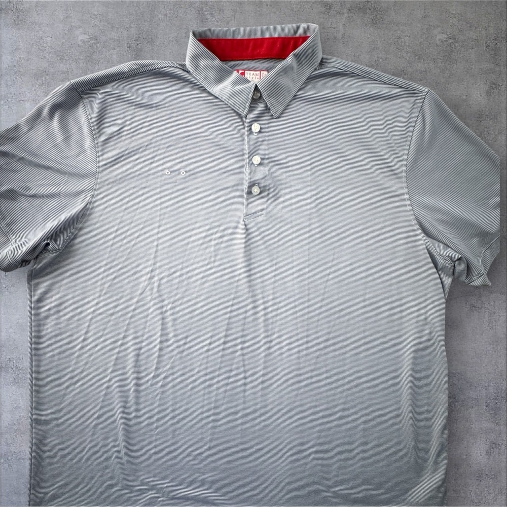 Chick-fil-A Team Style Polo Shirt 2XL Blue White Micro Stripe Oobe Workwear